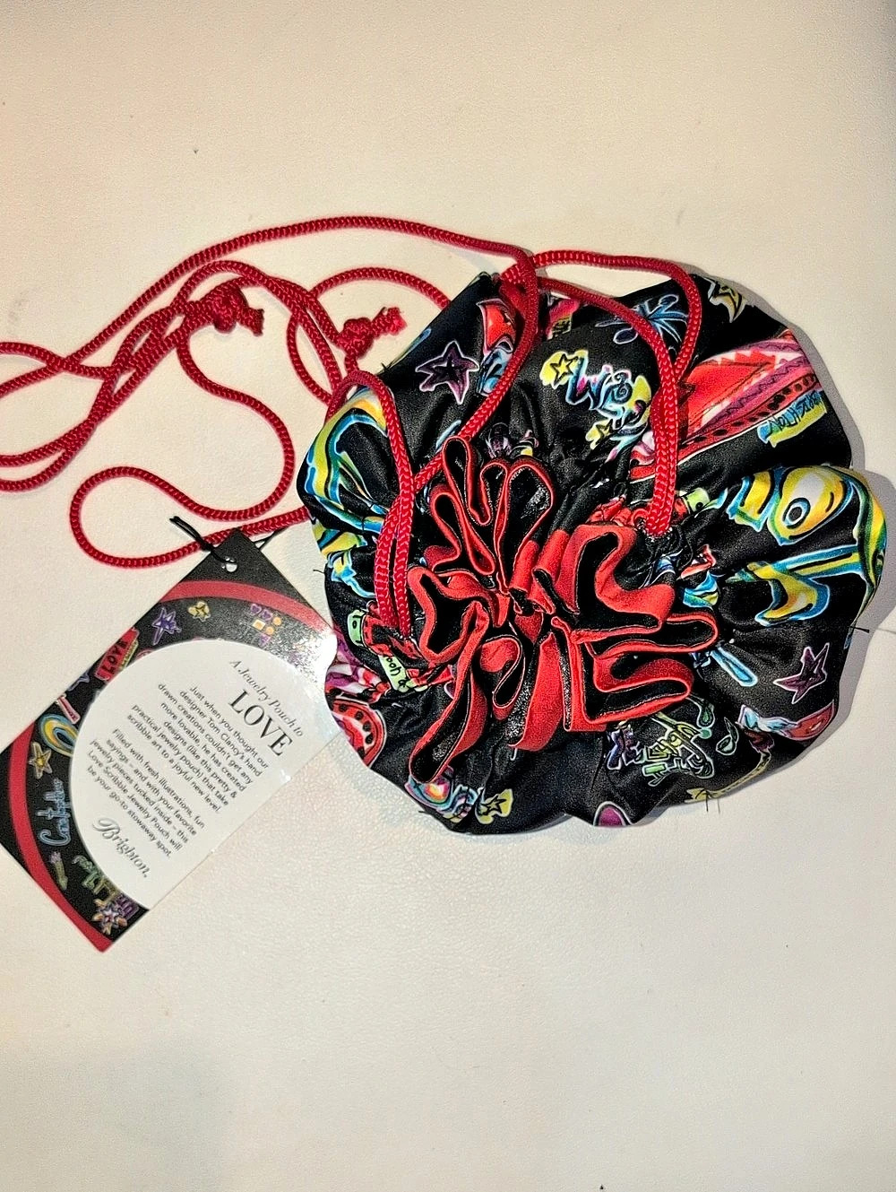 Brighton Love Scribble Jewelry Pouch Black & Red NWT